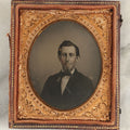 Lot 109 - Antique 1/6th Plate Ambrotype Of A Young Man With Big Dark Eyes And Slight Smile, Small Beard, In Half Leatherette Case
