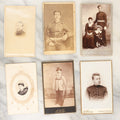 Lot 136 - Grouping Of Six Antique Carte De Visite C.D.V. Photographs Of Men In Uniform, Including Possible Civil War Veterans, Foreign Soldiers, Man With Rifle, Etc