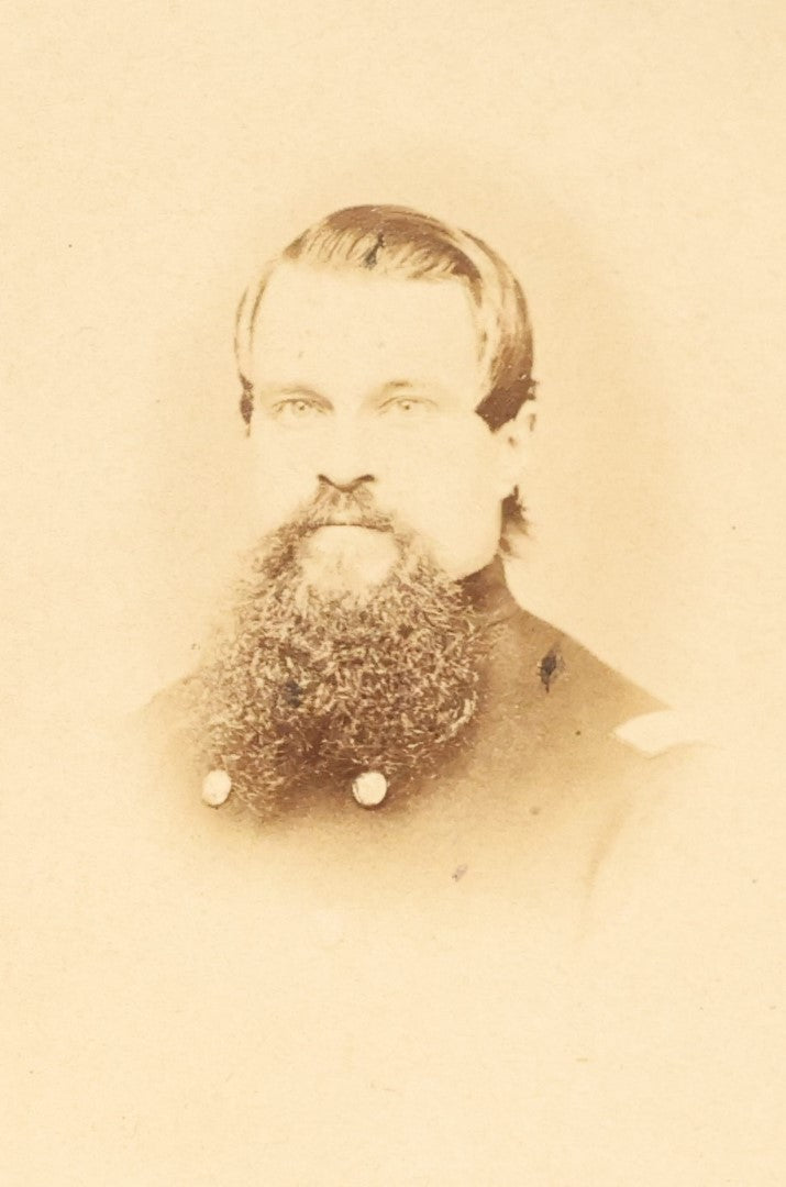 Lot 136 - Grouping Of Six Antique Carte De Visite C.D.V. Photographs Of Men In Uniform, Including Possible Civil War Veterans, Foreign Soldiers, Man With Rifle, Etc