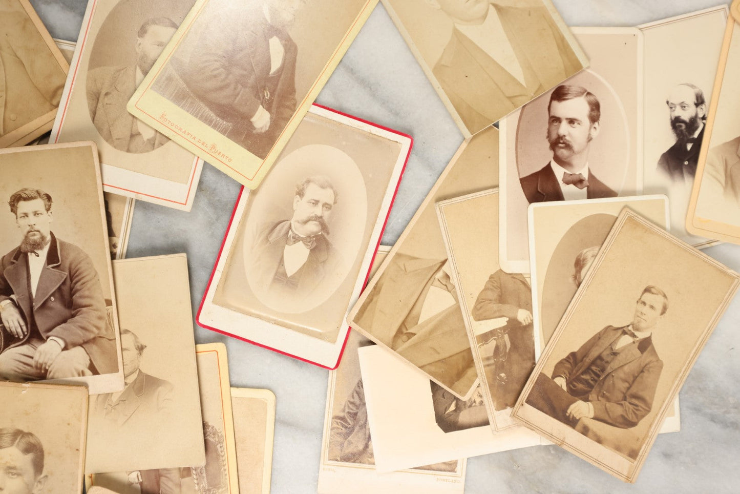 Lot 137 - Grouping Of 40+ Antique Carte De Visite C.D.V. Photographs Of Men, Including Many With Beards, Jewelry, Hats, And Others, Mostly American