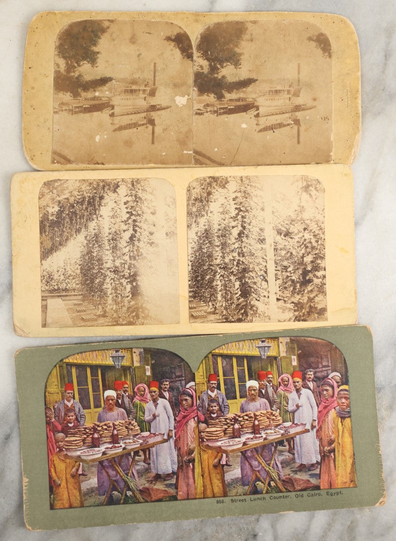Lot 142 - Grouping Of Nine Antique Stereo Optic Stereo View Cards Depicting Landmarks Including Notre Dame, The Harbor Of Yokohama, Japan, Lone Star Geyser, Yellowstone National Park, And Others