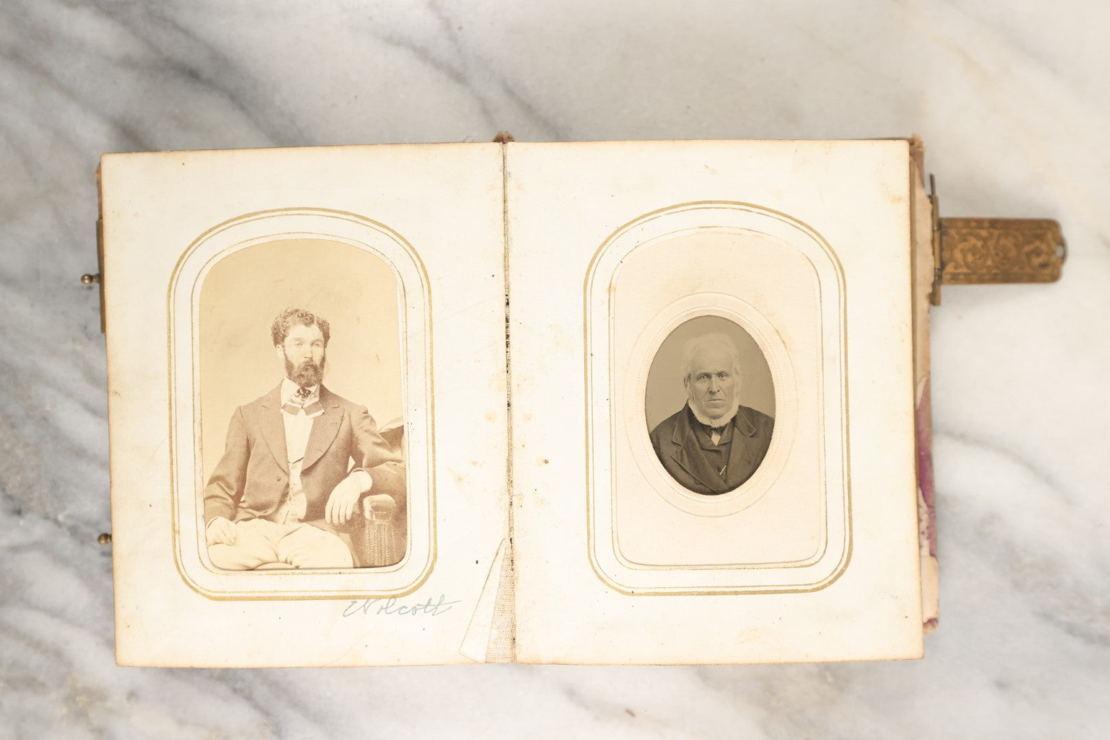Lot 146 - Antique Photo Album With Missing Spine Covering Containing 28 Tintypes And 18 Carte De Visite C.D.V. Photos, Pinney And Skinner Families, Many Identified (All Pages Included In Pictures)