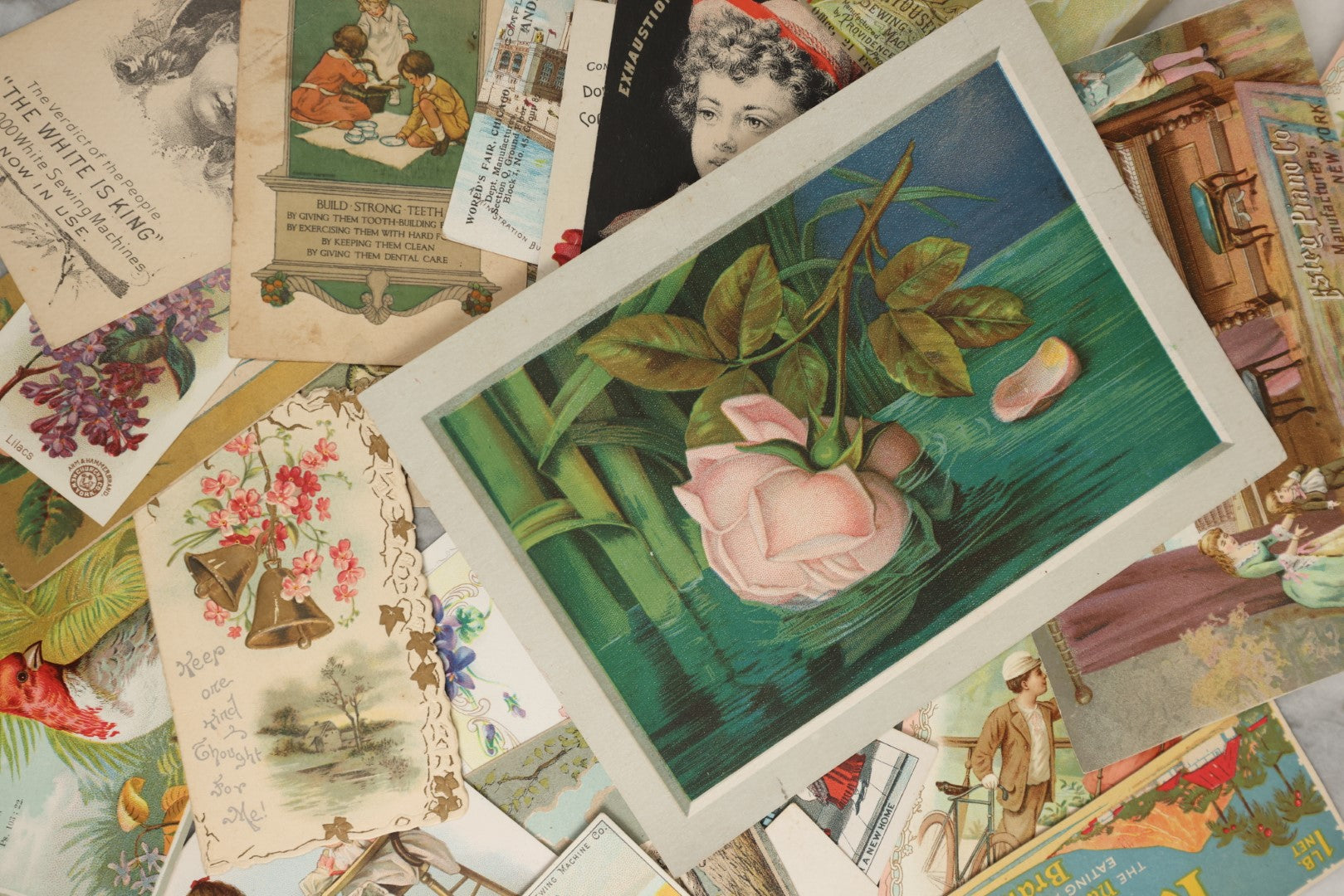 Lot 159 - Grouping Of 50+ Antique Victorian Trade Cards, Lithographed Advertisements, Calling Cards, And More, Including Many With Animals, Children, Etc.