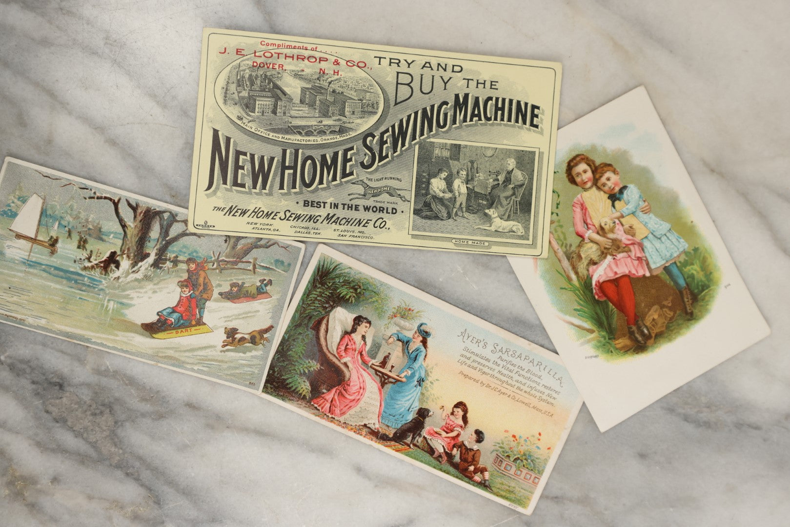 Lot 161 - Grouping Of 10+ Antique Victorian Trade Cards Depicting Dogs, Cats, Pets, Etc., Including Blotter, New Home Sewing, And Others