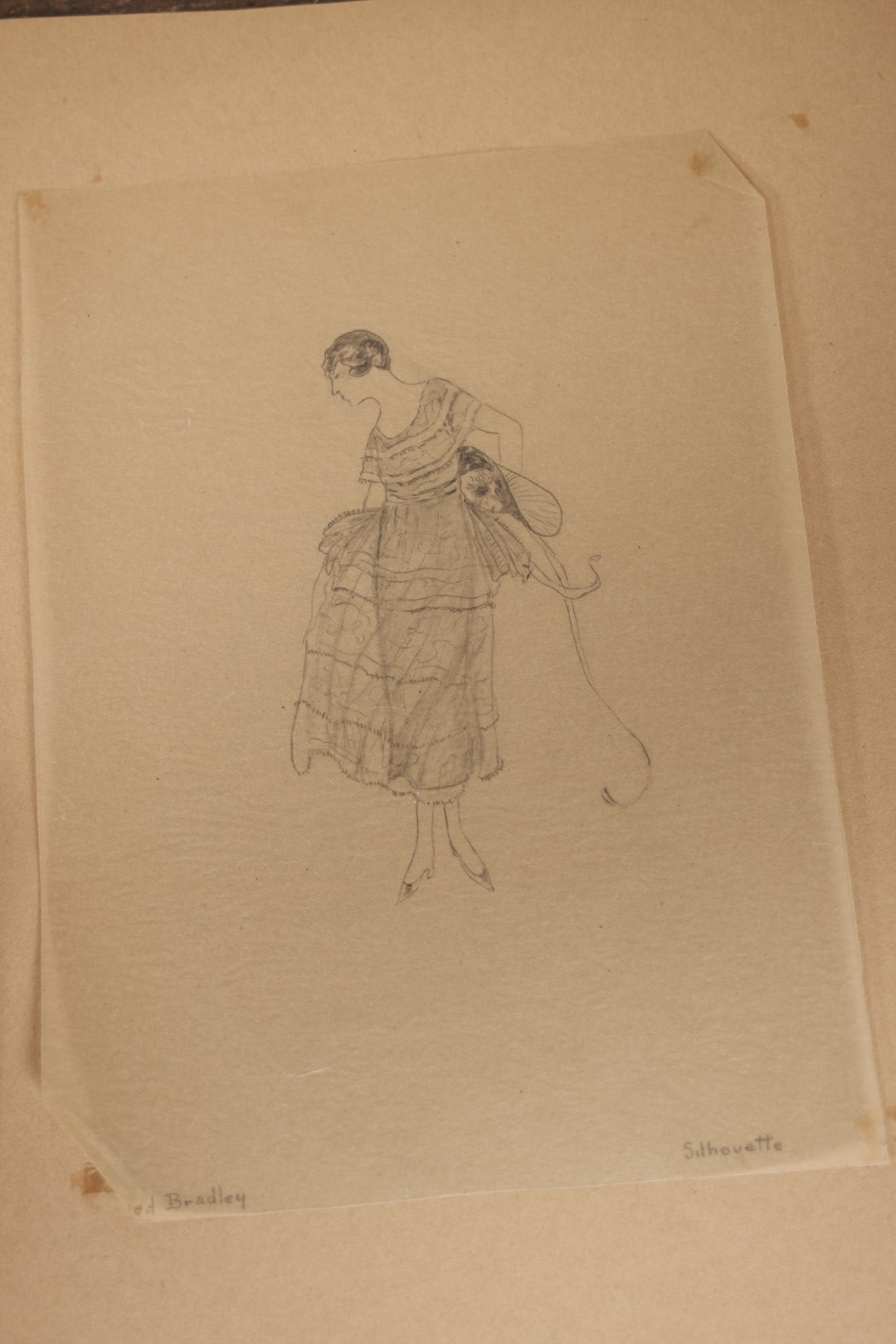 Lot 013 - Grouping Of 10 Antique Hand Drawn Pencil Sketches Of Women's Fashion, Likely Student Works, Signed Mildred Bradley