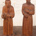 Lot 045 - Pair Of Vintage Folk Art Hand Carved Wooden Religious Priest Statues