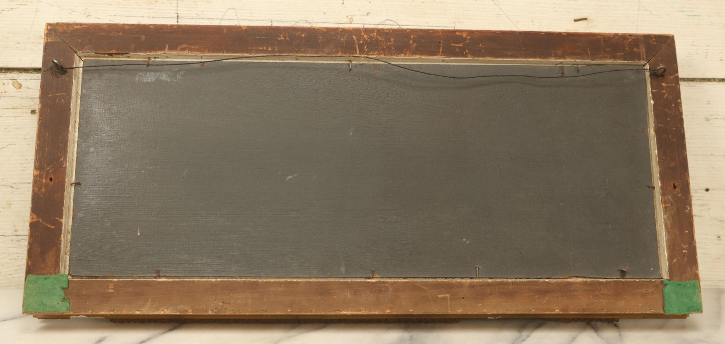 Lot 003 - Antique Seascape Nautical Painting On Board In Gilded Gesso Frame, Waves Crashing On Rocks, Shore, Note Significant Gesso Loss, 10-5/8" x 23-1/2"