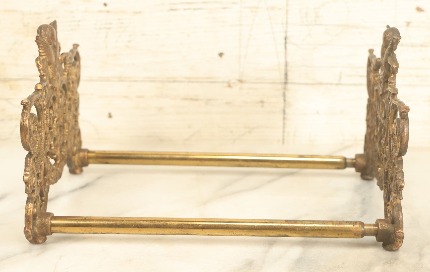 Lot 004 - Antique Brass Ormolu Extendable Book Stand With Cherub Motif
