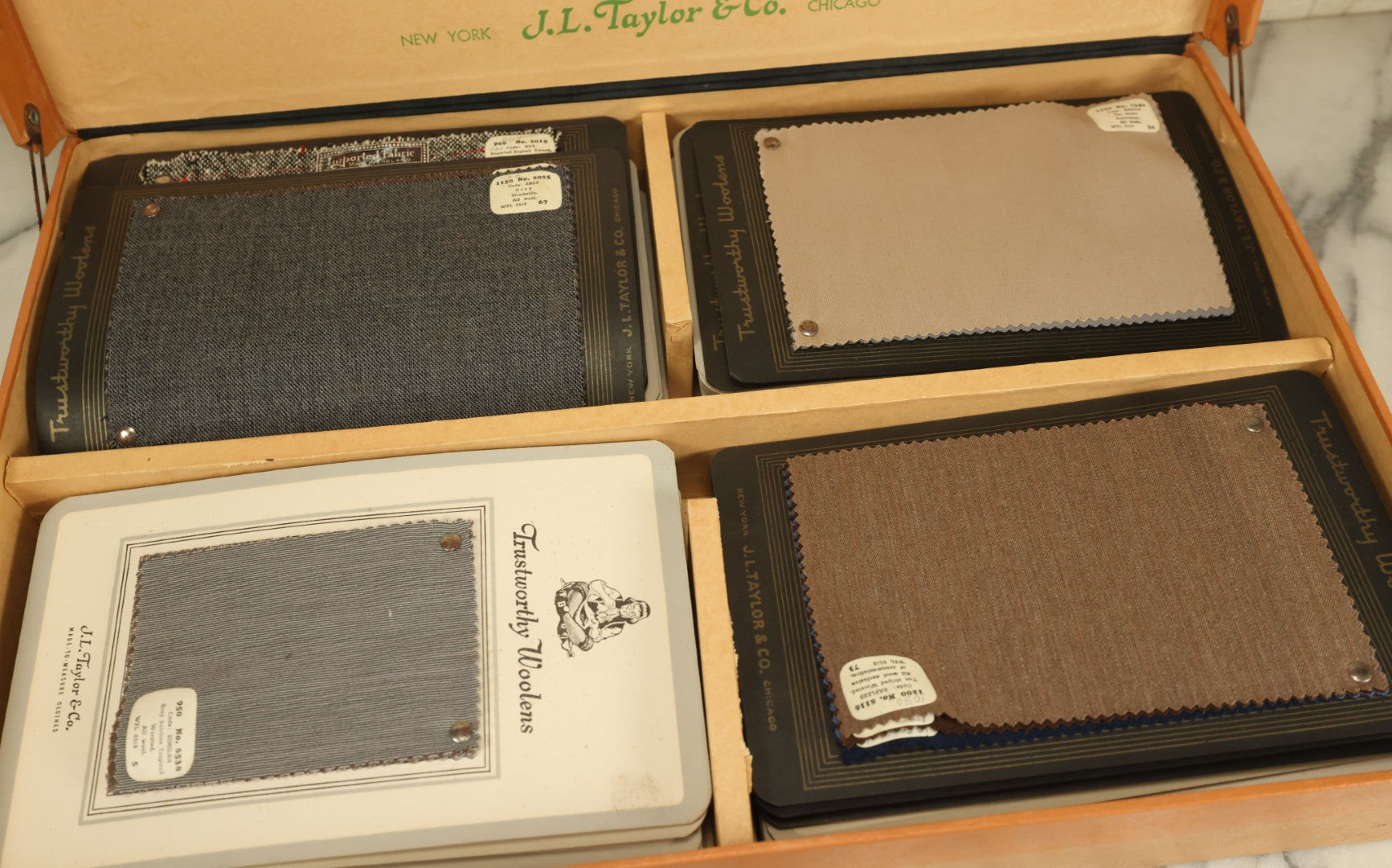 Lot 007 - Vintage Salesman's Sample Fabric Case From J.L. Taylor & Co., New York And Chicago, With Samples Of Clothing Fabrics