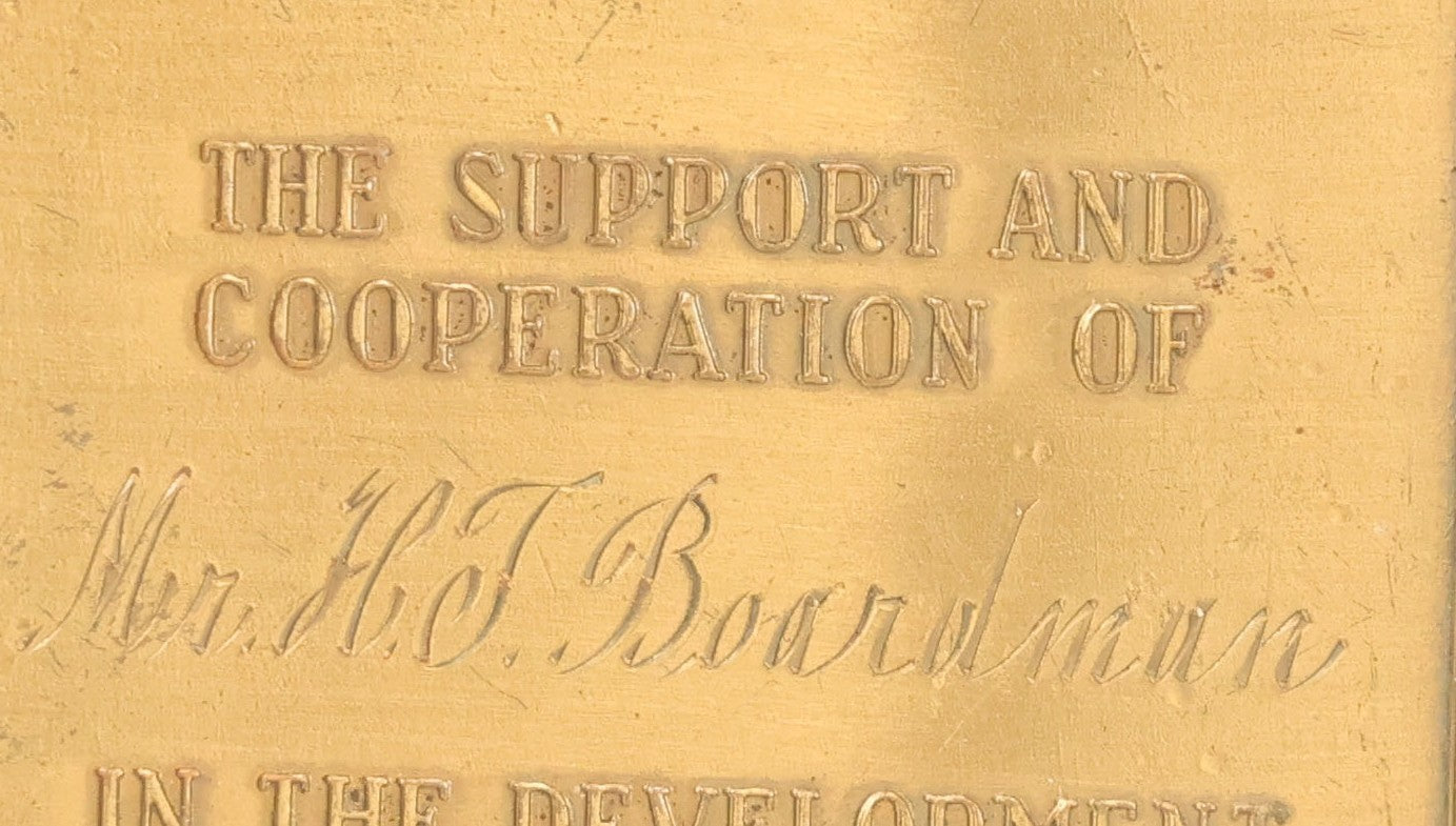 Lot 021 - Antique National Boot And Shoe Manufacturer's Association Member Plaque Award, Given To Mr. H.J Boardman, Chrysler Building, New York City