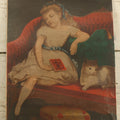 Lot 032 - Antique Unframed Chromolithograph Of A Little Girl And Her Cat, Titled "So Tired" Published By The Independents, Circa 1872, Printed By Brett & C0., New York