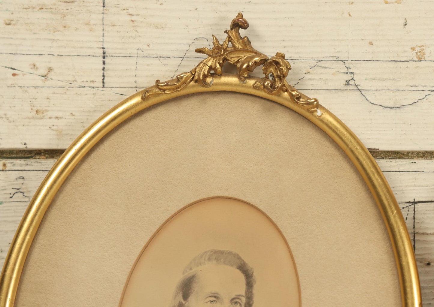 Lot 037 - Pair Of Antique Oval Framed And Matted Portrait Photos Of Men With Beards, One With Hand Coloring, Ornate Finials On Frames