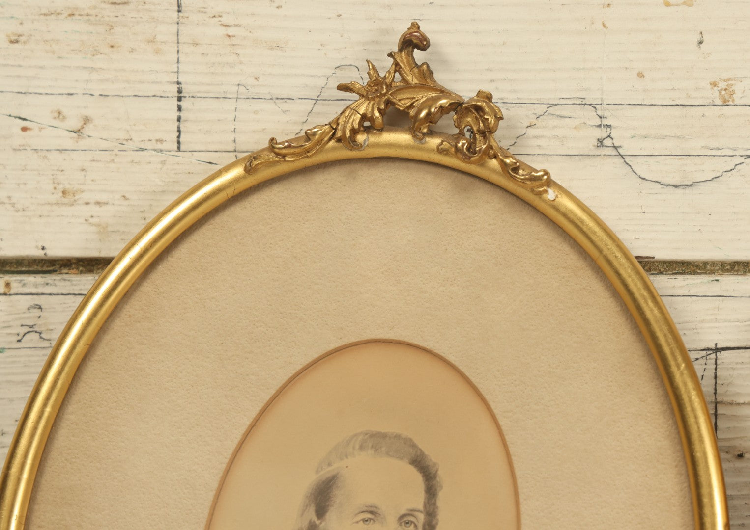 Lot 037 - Pair Of Antique Oval Framed And Matted Portrait Photos Of Men With Beards, One With Hand Coloring, Ornate Finials On Frames