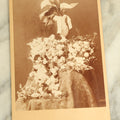 Lot 084 - Antique Cabinet Card Photograph Of A Funeral Flower Arrangement, Mostly White Flowers, With Vase