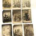 Lot 100 - Grouping Of Nine Antique Tintype Photographs, Mostly Of Groups Of Three Women, With Extravagant Dress