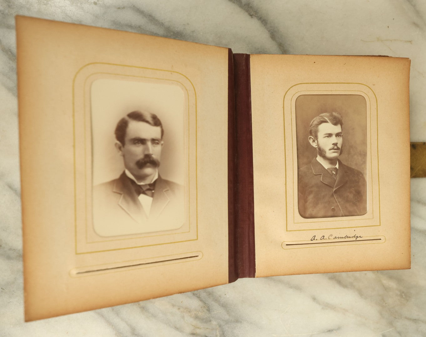 Lot 105 - Antique Carte De Visite Photograph Album With 40+ C.D.V. Photos, Note Spine Covering Lost, Album In Fair Condition, Binding Loose (All Photos Shown)