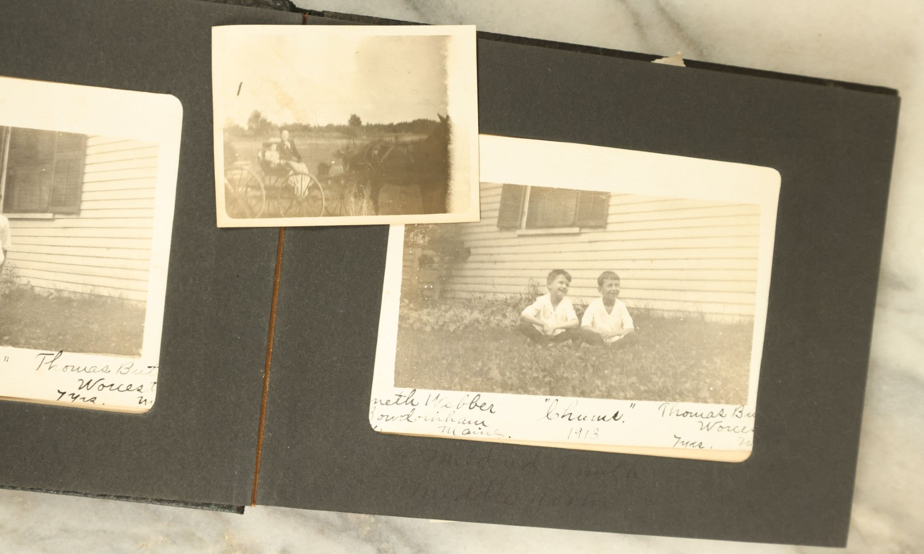 Lot 110 - Vintage Snapshot Photo Album With Dozens Of Photos, Including Cats, Stonehenge, Soldiers, May Day, And More