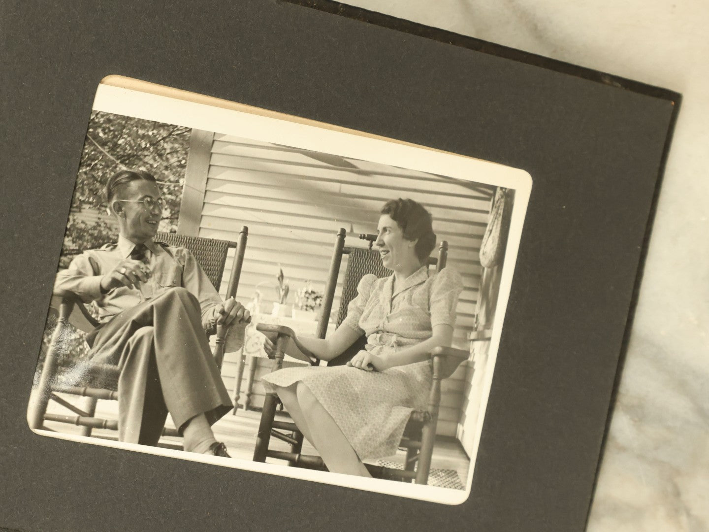 Lot 110 - Vintage Snapshot Photo Album With Dozens Of Photos, Including Cats, Stonehenge, Soldiers, May Day, And More