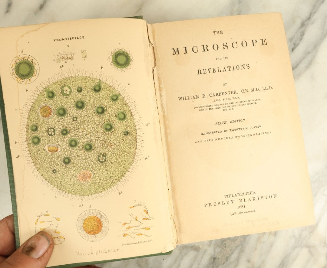 Lot 123 - "The Microscope And Its Revelations" Antique Book By William B. Carpenter, Illustrated By Twenty-Six Plates And Five Hundred Wood-Engravings, Published 1881