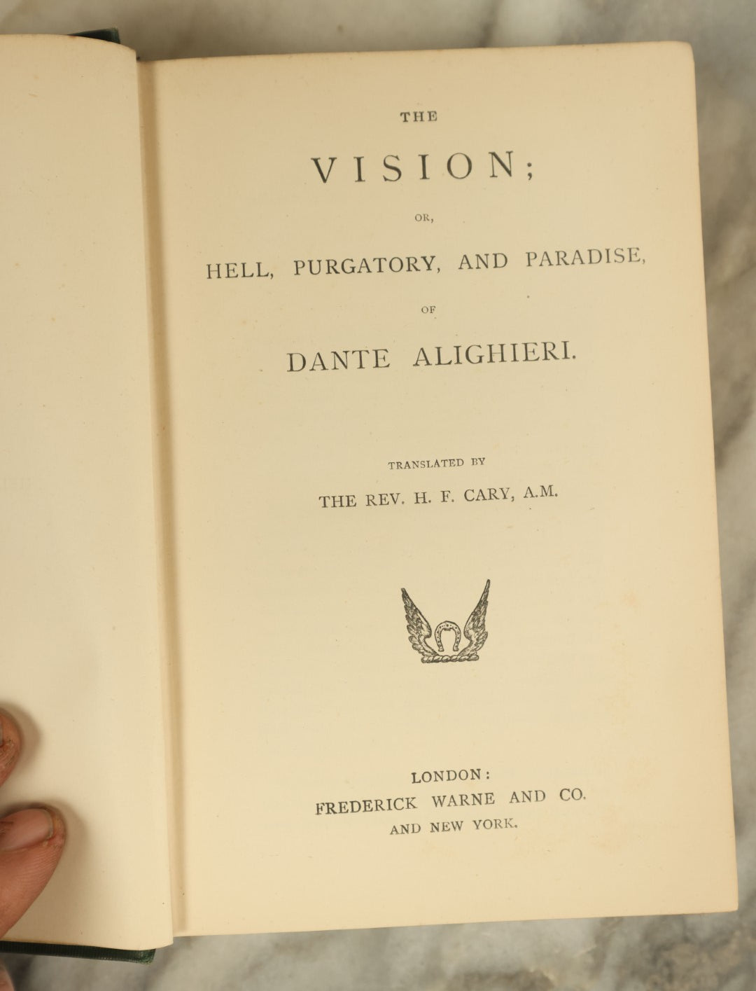 Lot 128 - "Dante's Vision: The Vision Or Hell, Purgatory, And Paradise Of Dante Alighieri" Antique Book Translated By Reverend H.F. Cary, Circa Late 19th Century