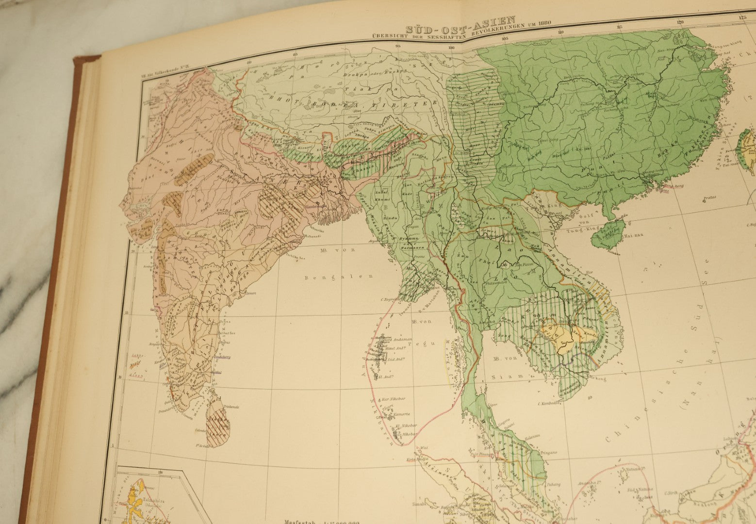 Lot 137 - "Atlas Of Ethnology" Antique German World Atlas With Many Maps And Figures, "Atlas Der Völkerkunde" Published 1892