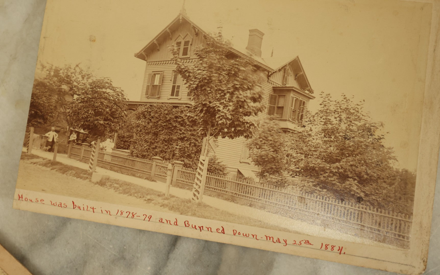 Lot 141 - Grouping Of Four Large Size Cabinet Card Photographs Of The House Of Dr. Watkins, Which Burned Down May 1884, Including Aftermath, Ruins