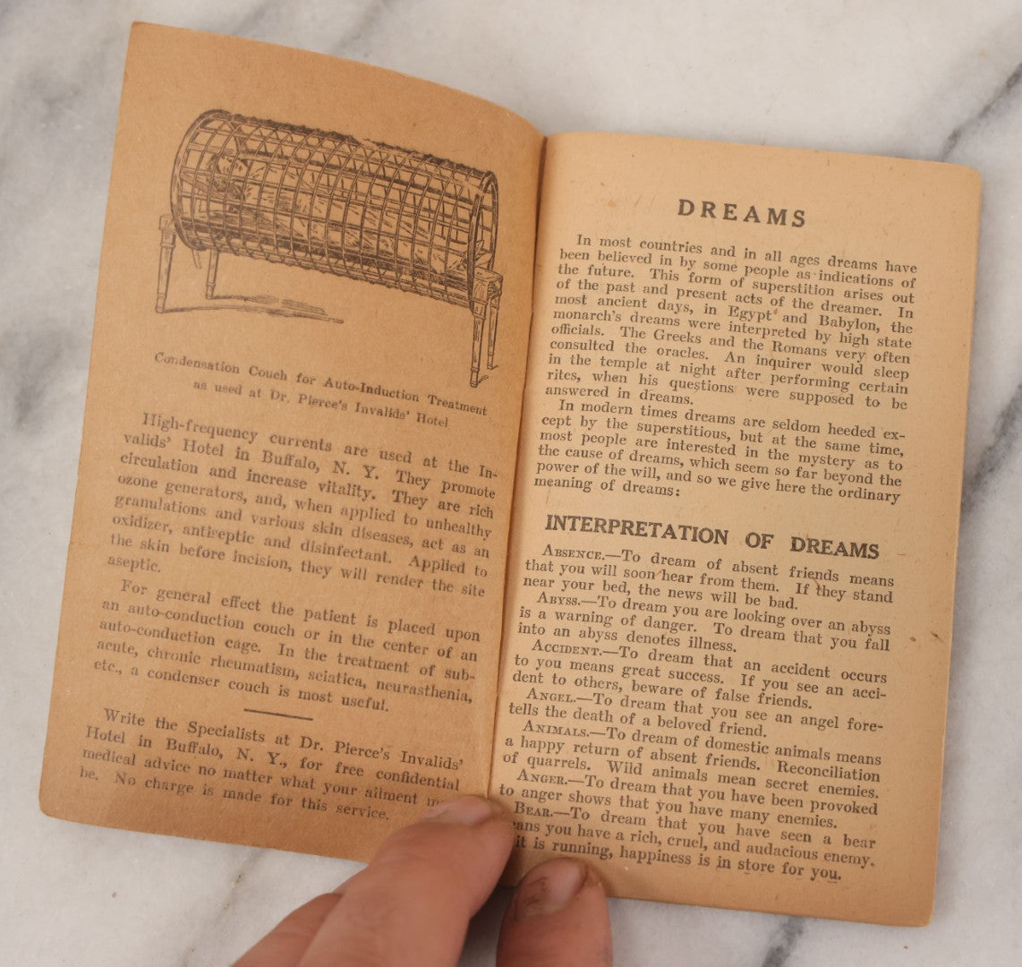 Lot 091 - "What Your Neighbors Say Dream Book" Antique Dream Book And Advertisement Courtesy Of World's Dispensary Medical Association, Buffalo, New York, With Dream Interpretations, Ads For Tonic