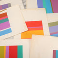 Lot 099 - Grouping Of Seven Paper Cut Artist Color Studies, Cut Paper Glued To White Backing Paper, With Titles Such As "Dream," "Dawn," "Lakeside," And "Heat," As Found, Artist Unknown, Various Wear