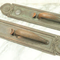 Lot 002 - Pair Of Antique Cast Metal Knights Of Pythias Door Pull Escutcheons, With Skull And Crossbones, F.C.B, Friendship, Charity, And Benevolence, By Russwin, Marked Darcy P410