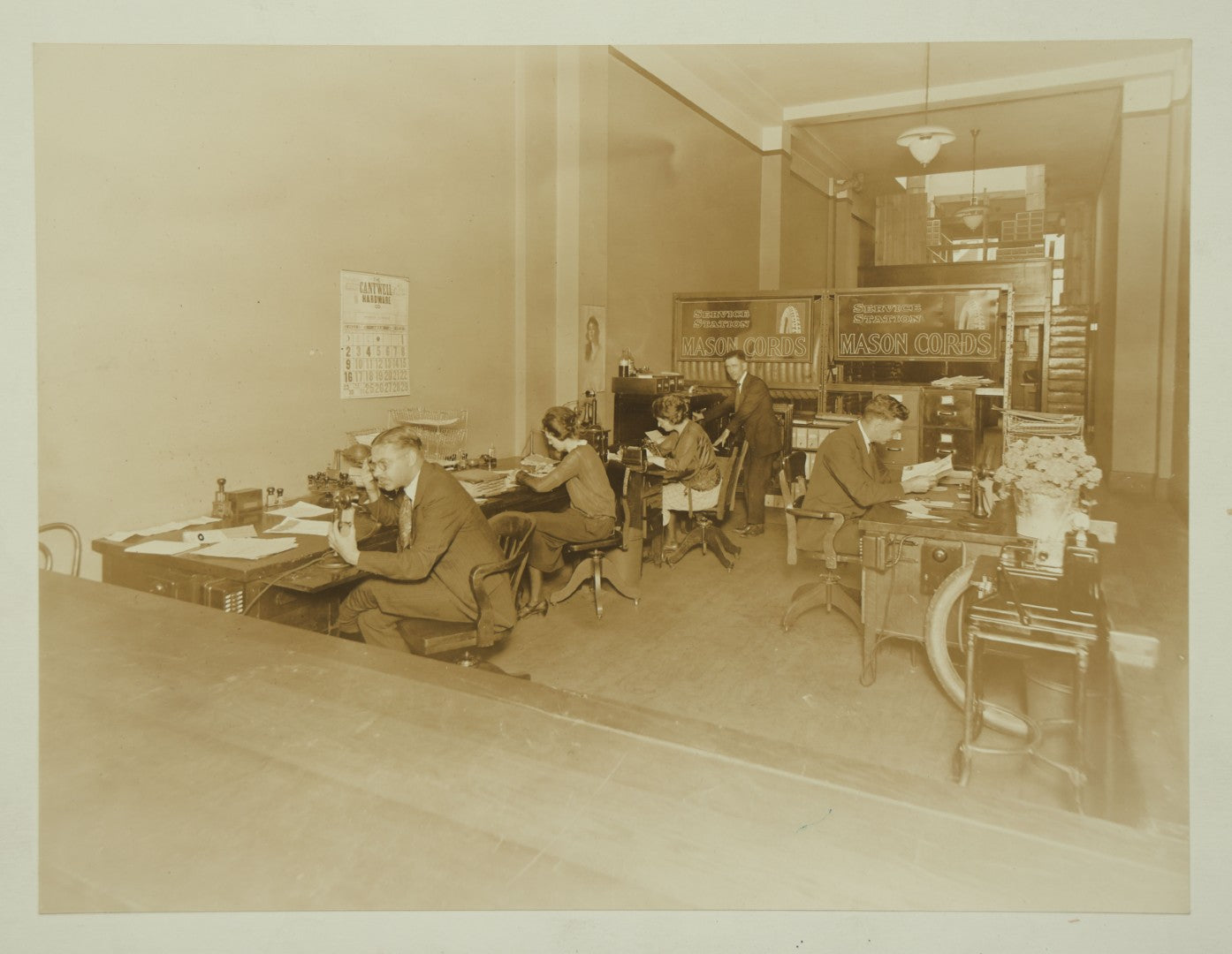 Lot 119 - Antique Boarded Photograph Of The Office Of A Mason Cords Tire Automobile Service Station, July 1922