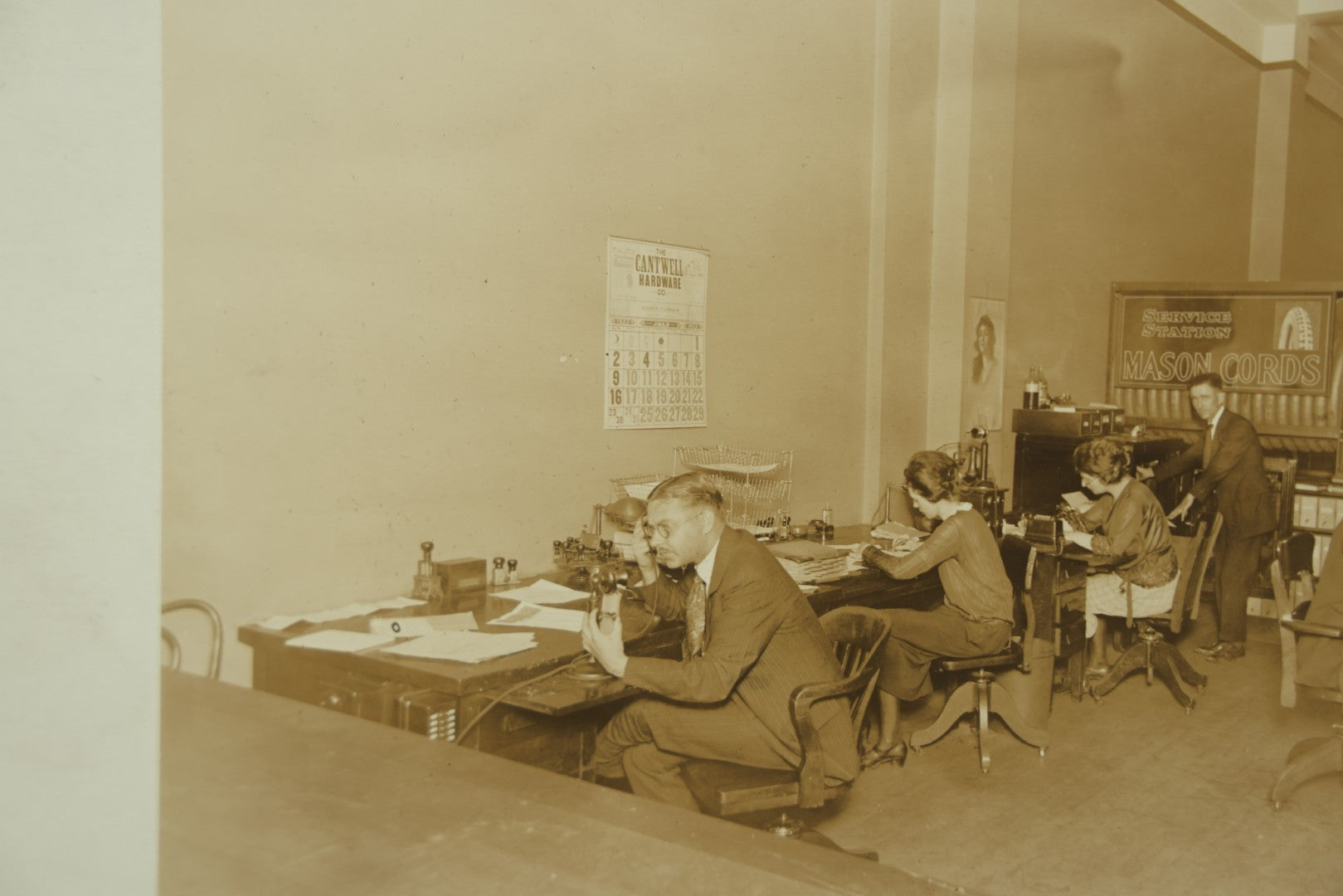 Lot 119 - Antique Boarded Photograph Of The Office Of A Mason Cords Tire Automobile Service Station, July 1922
