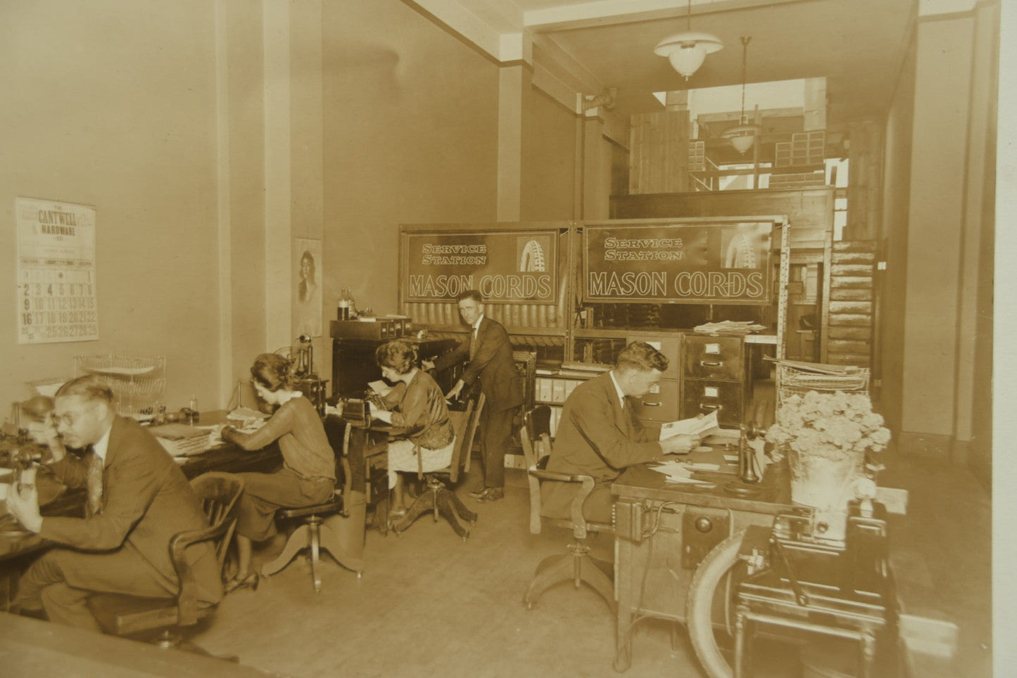 Lot 119 - Antique Boarded Photograph Of The Office Of A Mason Cords Tire Automobile Service Station, July 1922