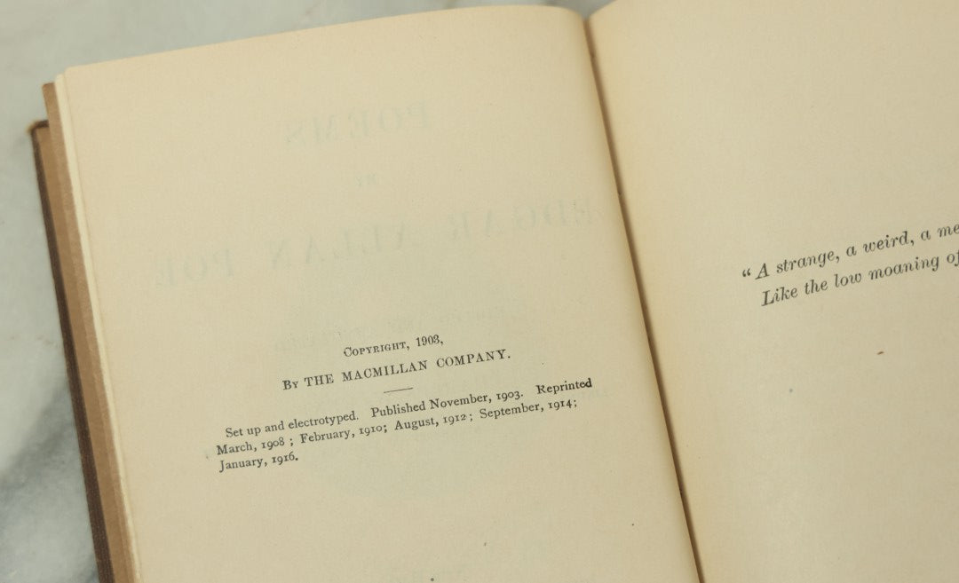 Lot 121 - "Poems By Edgar Allan Poe" Antique Book Edited And Annotated By Charles W. Kent, The Macmillan Company, Publishers, New York, London, 1916