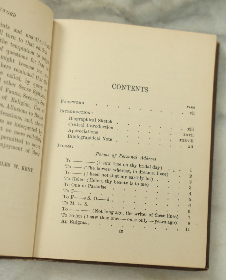 Lot 121 - "Poems By Edgar Allan Poe" Antique Book Edited And Annotated By Charles W. Kent, The Macmillan Company, Publishers, New York, London, 1916