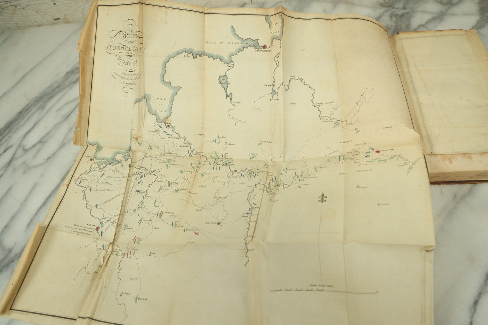 Lot 124 - "A Narrative Of The Campaign In Russia During The Year 1912" Early Antique Book By Sir Robert Ker Porter, With Fold Out Maps Of French And Russia Battles, Published By Edward J. Coale, Baltimore, 1814, Note Cover Detached
