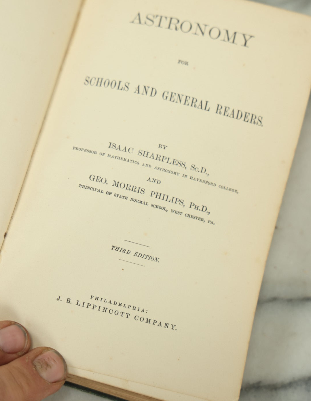 Lot 125 - "Astronomy For Schools And General Readers" Antique Book By Isaac Sharpless And George Morris Phillips, Third Edition, J.B. Lippincott Company, Publishers, Philadelphia, Copyright 1882, Illustrated