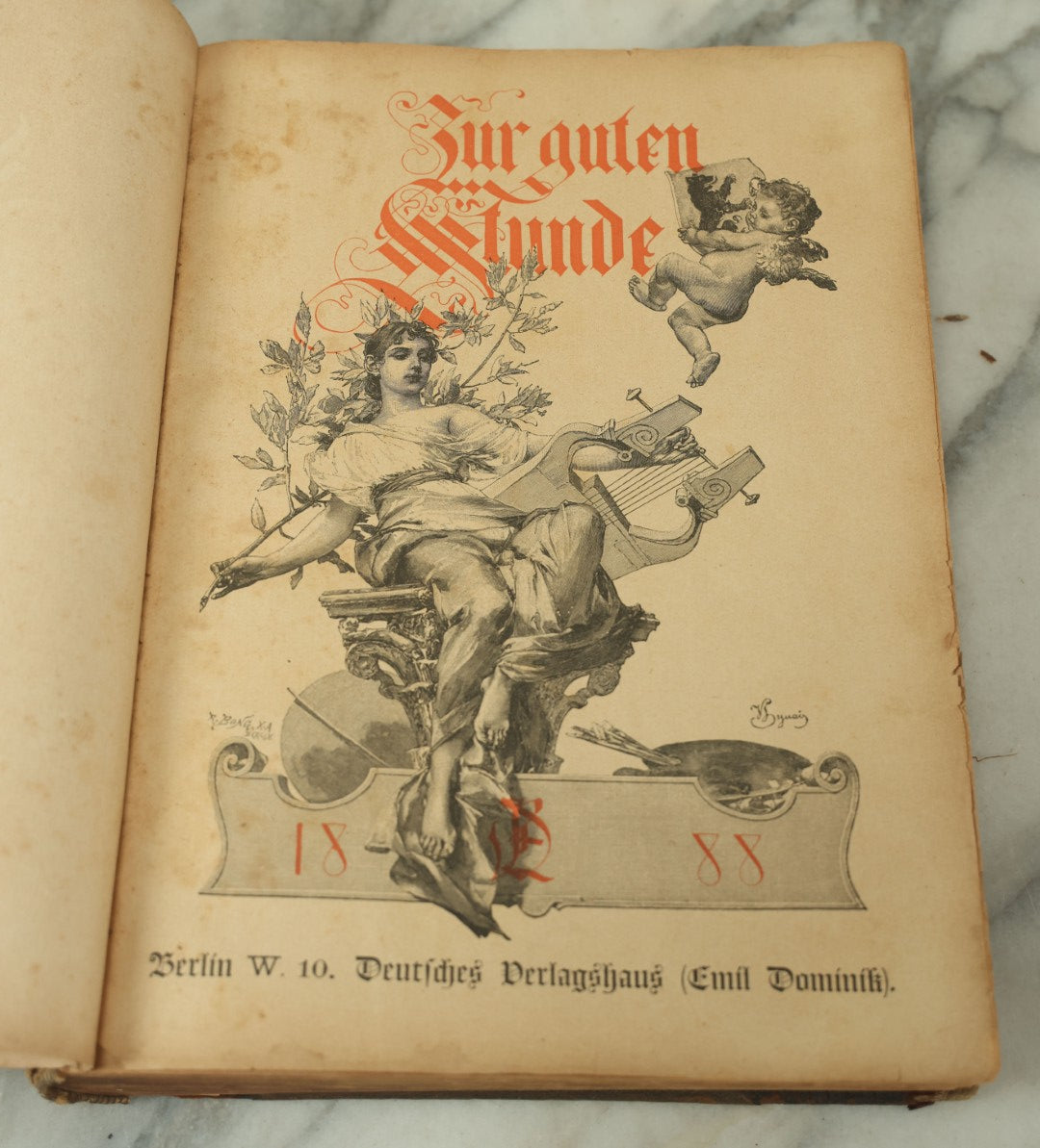 Lot 126 - Antique German Compendium Book, "Zur Guten Stunde" ("For A Pleasant Hour"), Profusely Illustrated, Deutsches Verlagshaus Publisher, Berlin, 1888, Note Both Covers Detached