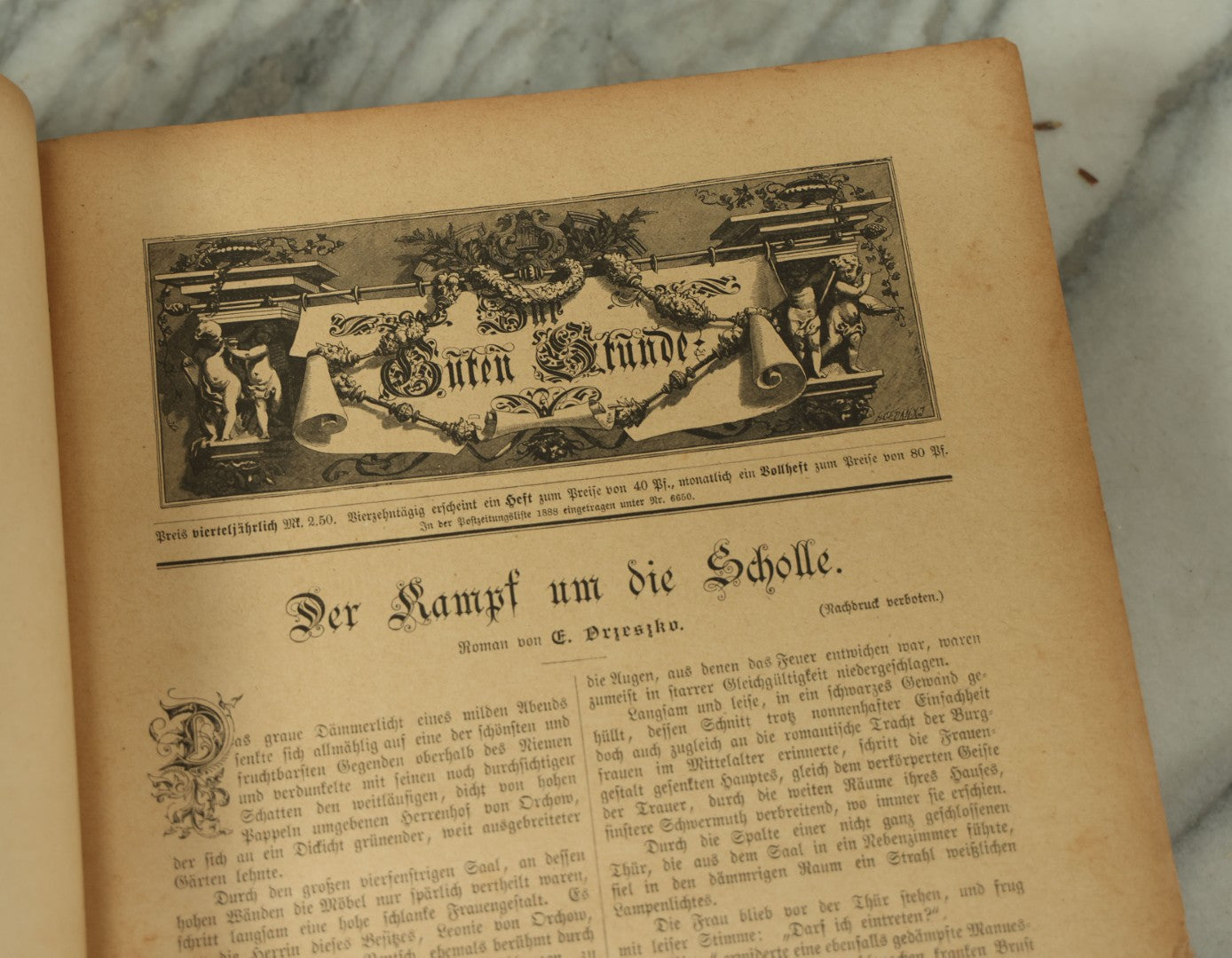 Lot 126 - Antique German Compendium Book, "Zur Guten Stunde" ("For A Pleasant Hour"), Profusely Illustrated, Deutsches Verlagshaus Publisher, Berlin, 1888, Note Both Covers Detached