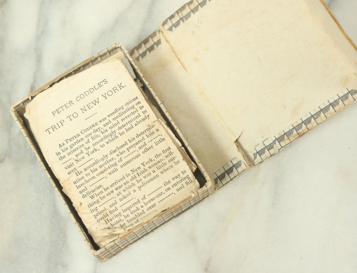 Lot 135 - Peter Coddle's Trip To New York, Antique Game In Box, Peter G. Thomson, Cincinnati, Ohio, Publisher, With Partial Instructions, Note Wear And Tear, Unsure If Complete