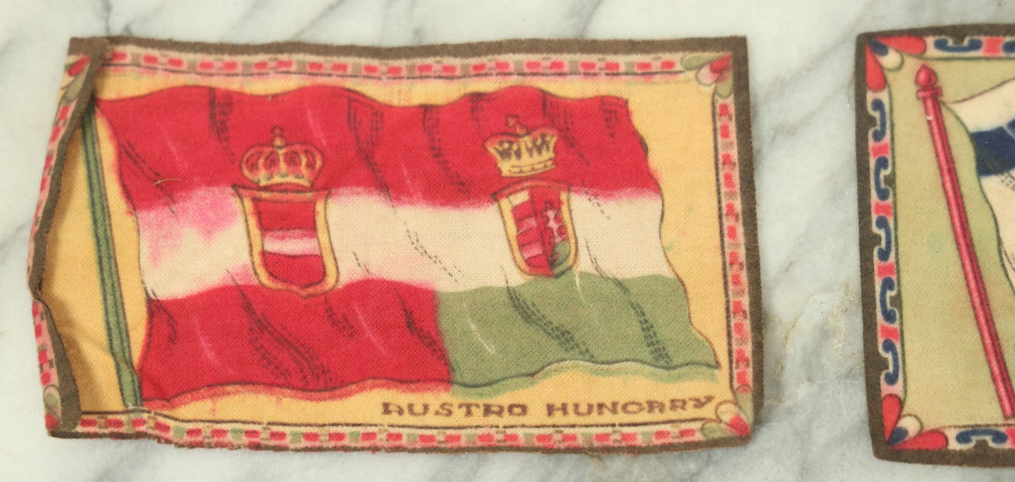 Lot 141 - Grouping Of Seven Antique Tobacco Felt Country Flags Including The United States Jack, France, Austria Hungary, Zion, Belgium, Germany, And France