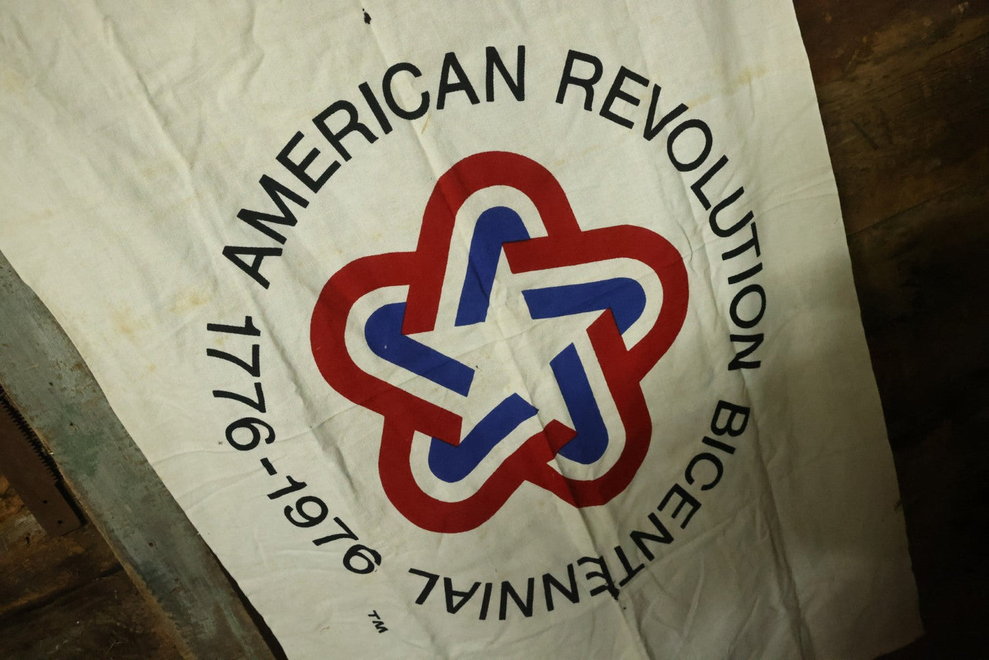 Lot 142 - Vintage American Revolution United States Bicentennial Flag, 1776-1976, Bulldog 100% Cotton Bunting, 3' x 5', Note Hole, Wear
