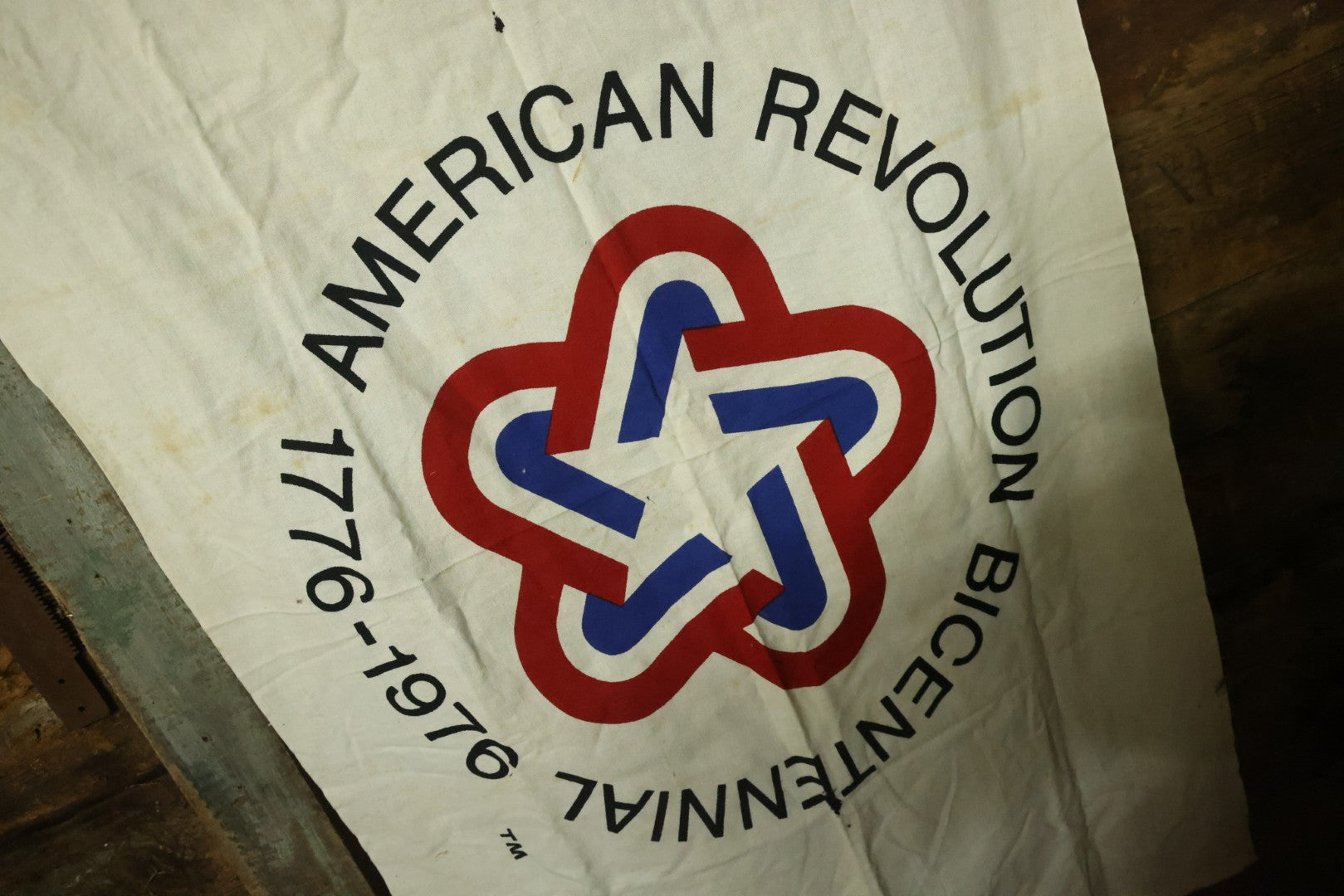 Lot 142 - Vintage American Revolution United States Bicentennial Flag, 1776-1976, Bulldog 100% Cotton Bunting, 3' x 5', Note Hole, Wear