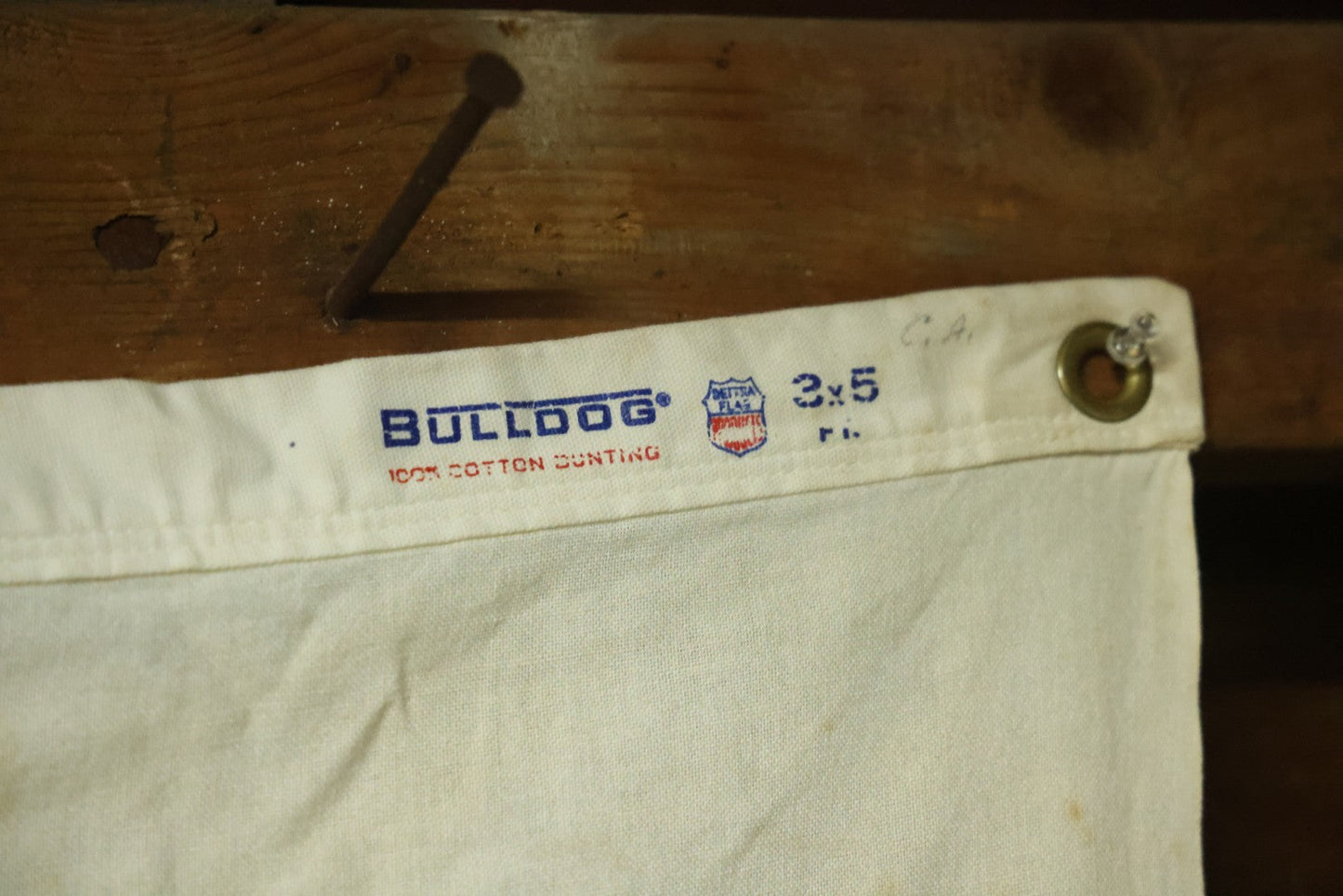 Lot 142 - Vintage American Revolution United States Bicentennial Flag, 1776-1976, Bulldog 100% Cotton Bunting, 3' x 5', Note Hole, Wear