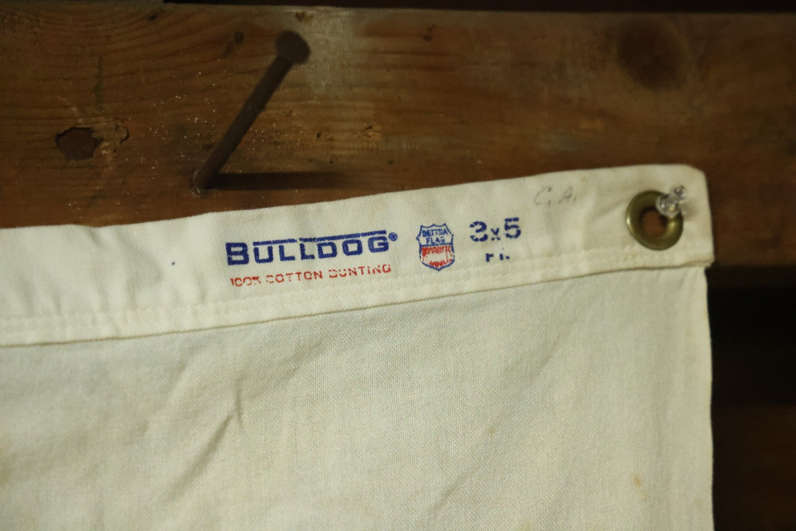 Lot 142 - Vintage American Revolution United States Bicentennial Flag, 1776-1976, Bulldog 100% Cotton Bunting, 3' x 5', Note Hole, Wear