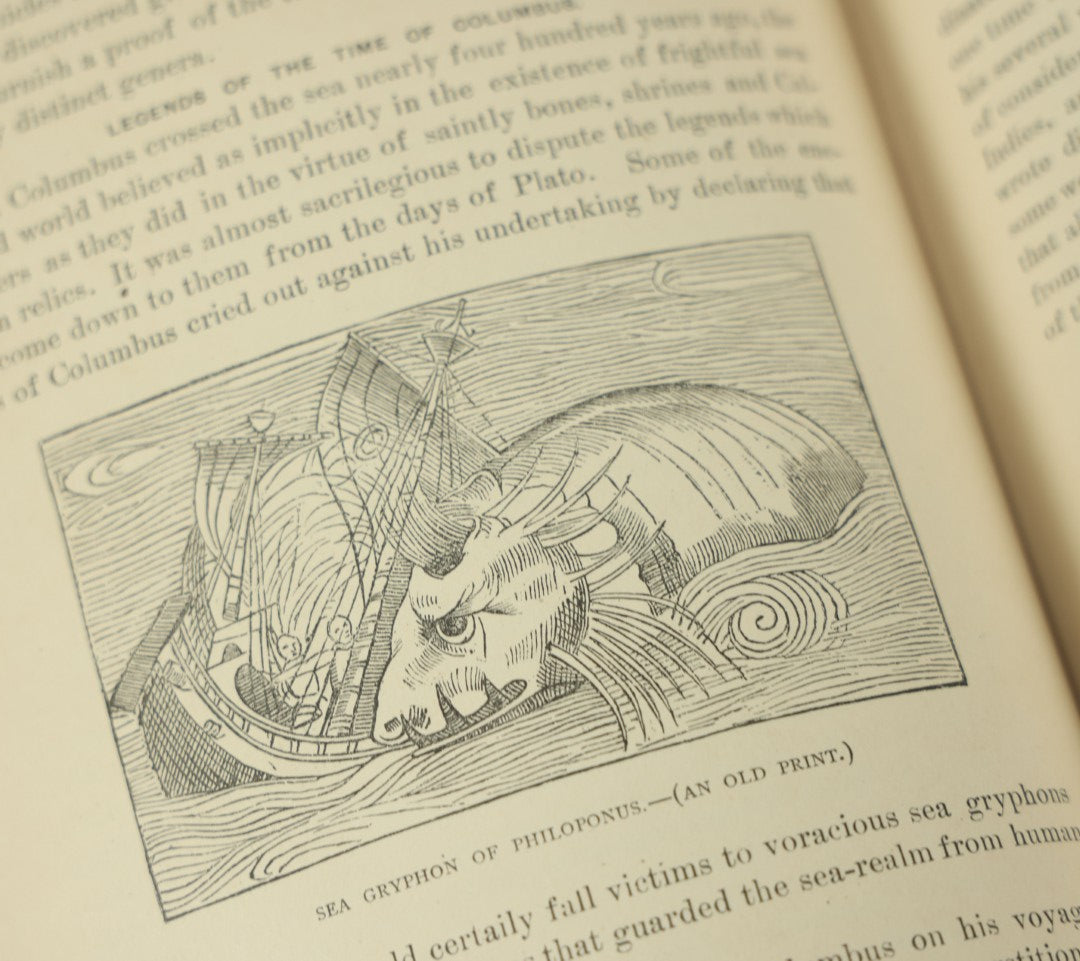 Lot 011 - "Sea And Land, An Illustrated History Of The Wonderful And Curious Things Of Nature" Antique Book By J.W. Buel, Published By Martin Garrison & Co., 1887, Illustrated With Bizarre Scenes And Creatures, Note Cover Detached