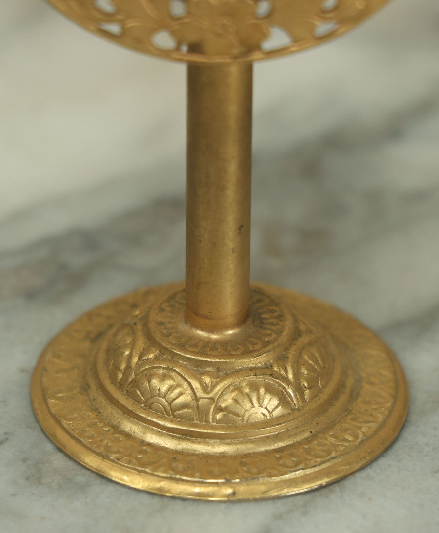 Lot 022 - Vintage Catholic Religious Relic In Brass Stand Of Pope Pius X,  Note Crack In White Plastic Housing, As Found