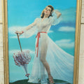Lot 066 - Vintage Semi-Nude Woman Pin-Up In Frame, Entitled April Showers, No. 8247, Copyright C. Moss 1945, Lithographed In The U.S.A., 13-1/8" x 17-1/4"