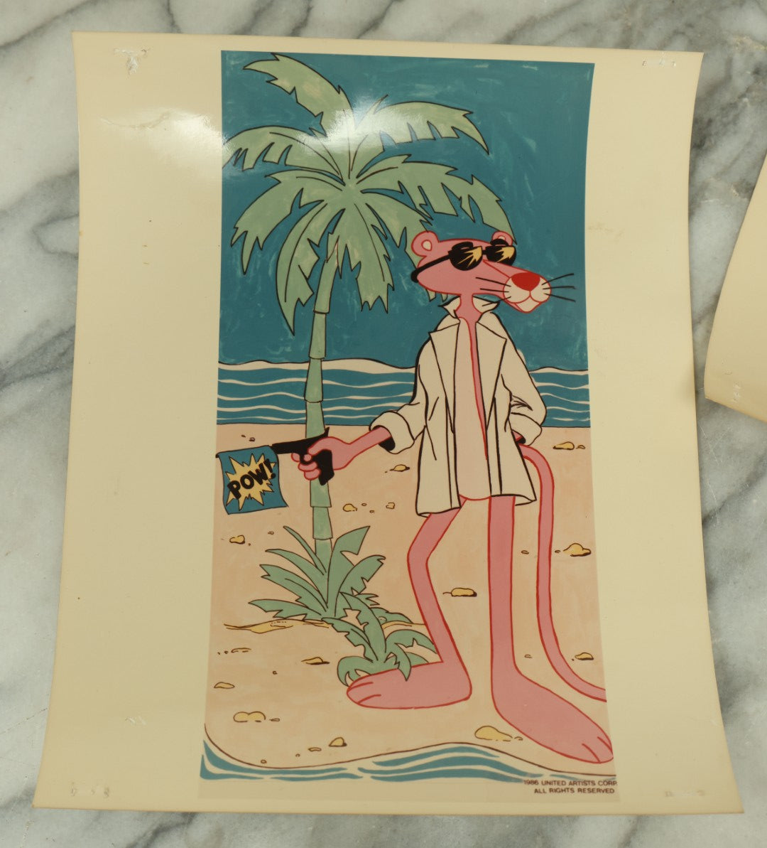 Lot 090 - Grouping Of Six Vintage Glossy Photos Of Cartoon Artwork Including Betty Boop, Pink Panther, Flintstones, And Gumby, 1980s, Hanna-Barbera, Fleischer Studios, Etc.