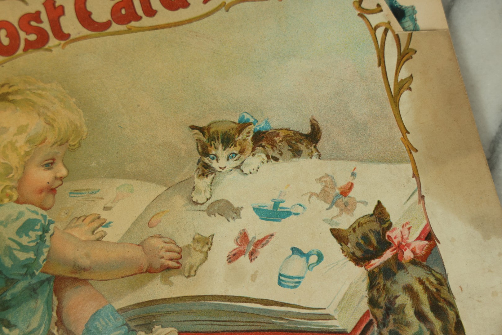 Lot 100 - "The Little Postcard Painter" Antique Postcard Painting Book For Children, By Ernest Nister, London, And E.P. Dutton &* Co., New York, No. 888, Watercolor Book For Children To Paint Their Own Postcards, Used