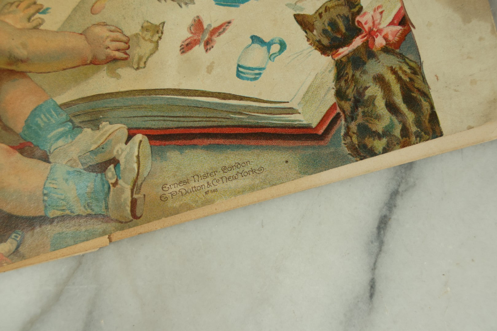 Lot 100 - "The Little Postcard Painter" Antique Postcard Painting Book For Children, By Ernest Nister, London, And E.P. Dutton &* Co., New York, No. 888, Watercolor Book For Children To Paint Their Own Postcards, Used